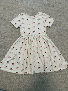 Coop by Pink Chicken Cream Dress with Red Santa Print